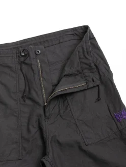 STRING FATIGUE PANT BACK SATEEN BLACK | Needles Clearance