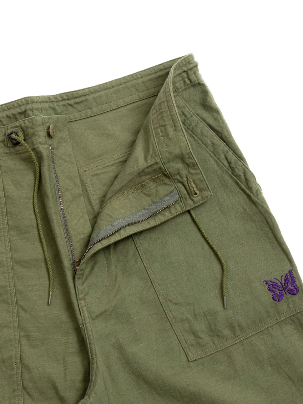 STRING FATIGUE PANT BACK SATEEN OLIVE | Needles Fashion