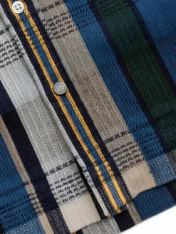OM45100.80 RIB MADRAS TOWEL WEAVE STRAIGHT HEM BD SHIRT | TBB X OMTC New