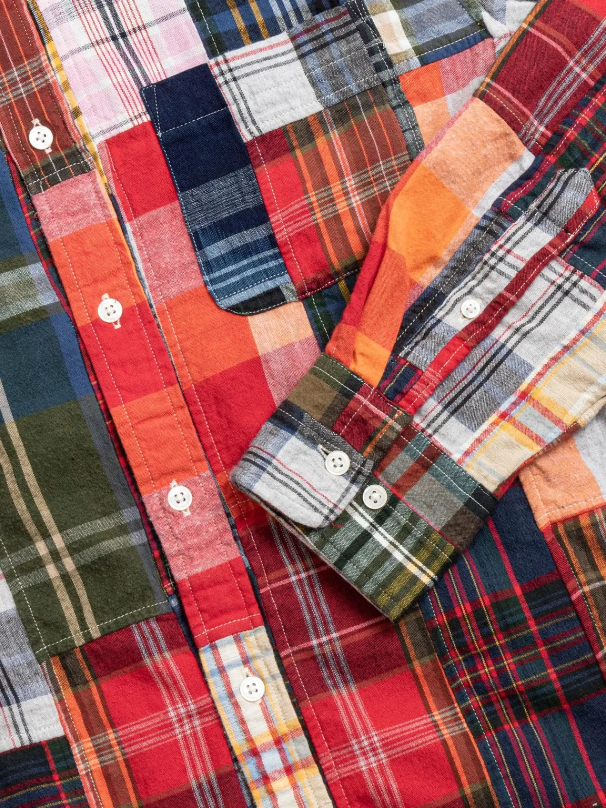 (OM45100.25) WINTER MADRAS PATCHWORK STRAIGHT HEM BD SHIRT | TBB X OMTC Discount