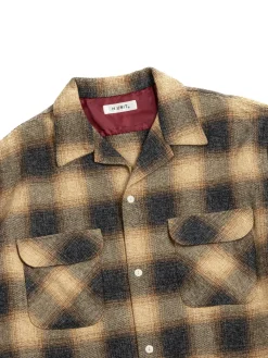 OMBRE CHECK OPEN COLLAR L/S SHIRT MUSTARD | H.UNIT Outlet