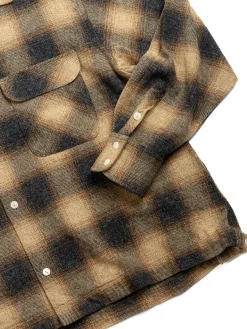 OMBRE CHECK OPEN COLLAR L/S SHIRT MUSTARD | H.UNIT Outlet