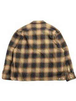 OMBRE CHECK OPEN COLLAR L/S SHIRT MUSTARD | H.UNIT Outlet