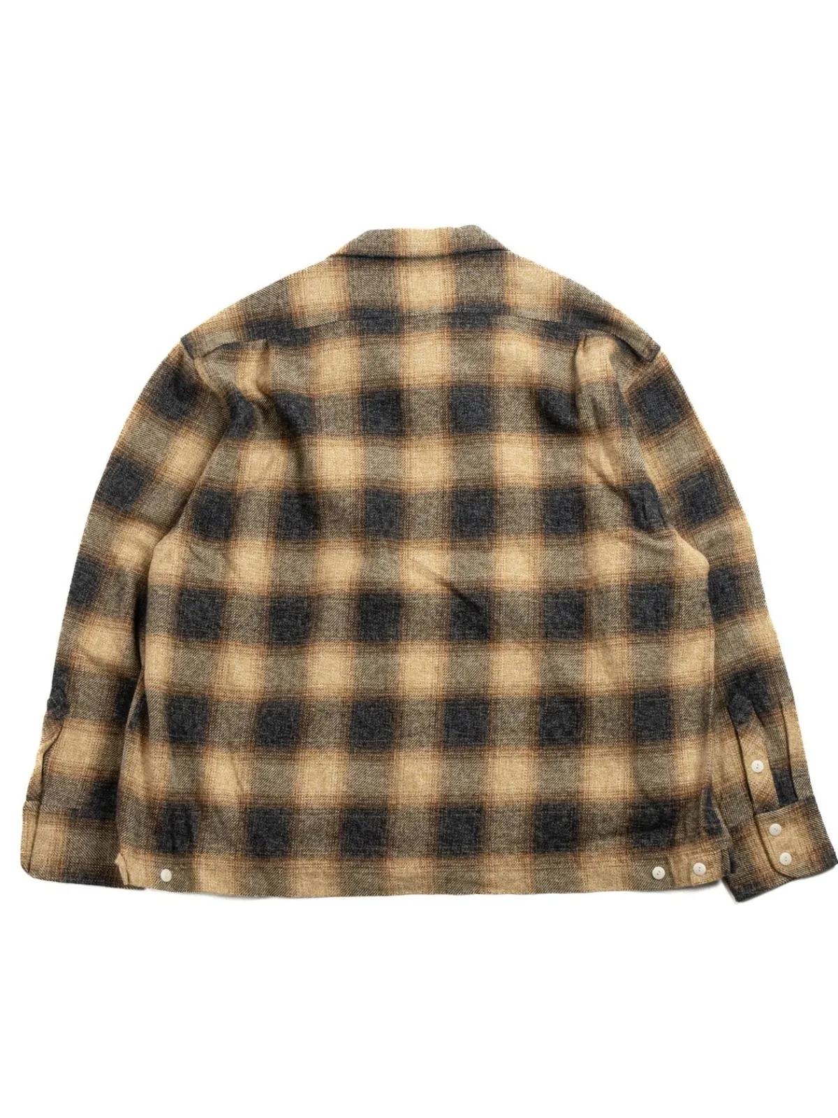 OMBRE CHECK OPEN COLLAR L/S SHIRT MUSTARD | H.UNIT Outlet