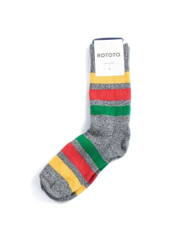 PARK STRIPE CREW SOCKS CHARCOAL | RoToTo Flash Sale
