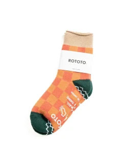 PILE ROOM SOCK CHECKERBOARD BEIGE/D.GREEN | RoToTo Cheap