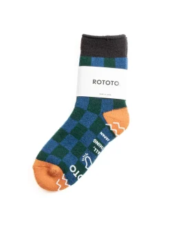 PILE ROOM SOCK CHECKERBOARD CHARCOAL/L.ORANGE | RoToTo Clearance