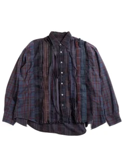 REBUILD BY FLANNEL SHIRT RIBBON WIDE OVER DYE BLUE (C) | Needles Sale