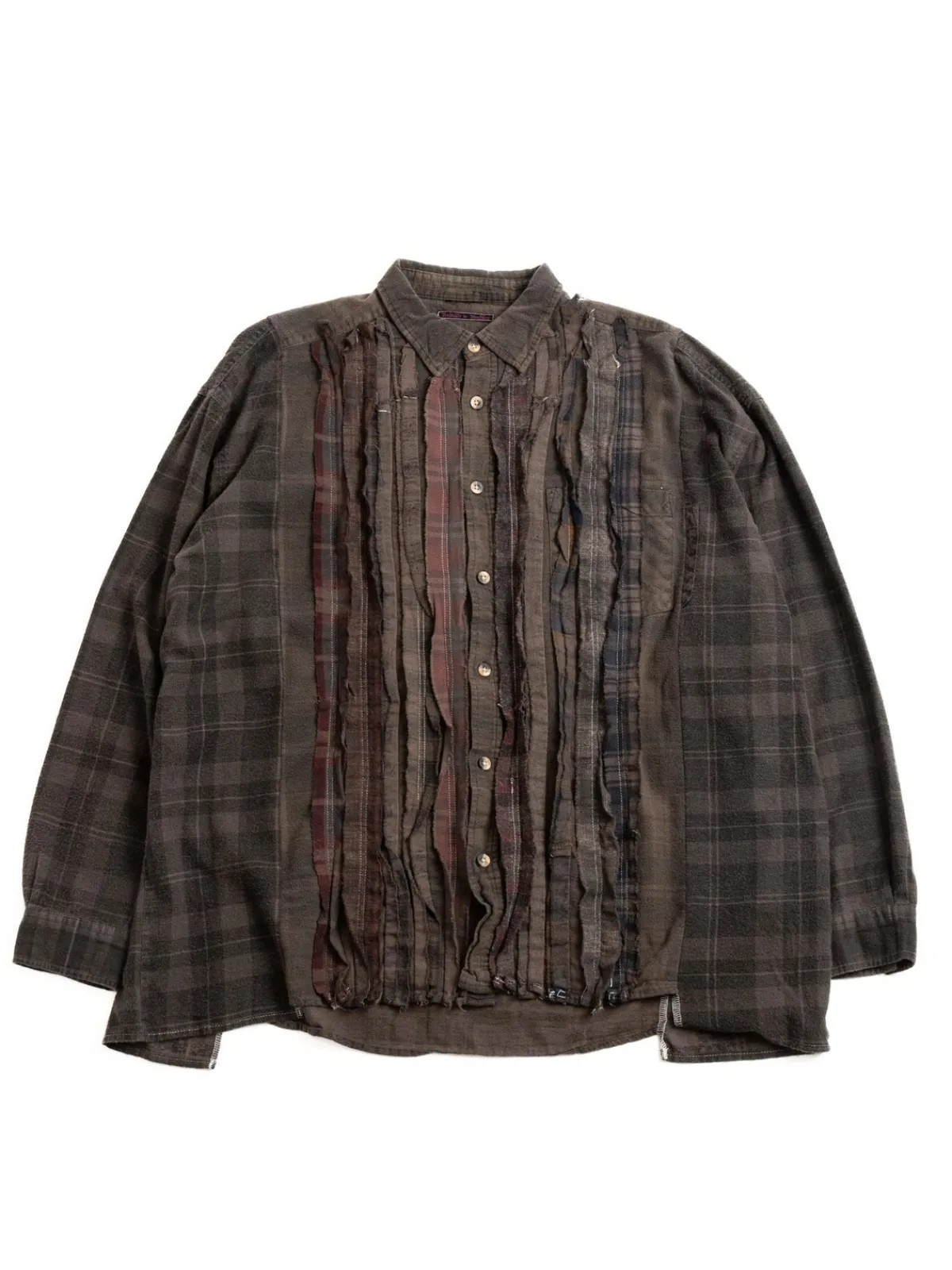 REBUILD BY FLANNEL SHIRT RIBBON WIDE OVER DYE BROWN (B) | Needles Best Sale