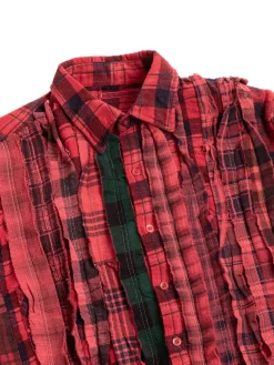 REBUILD BY FLANNEL SHIRT RIBBON WIDE OVER DYE RED (C) | Needles Store
