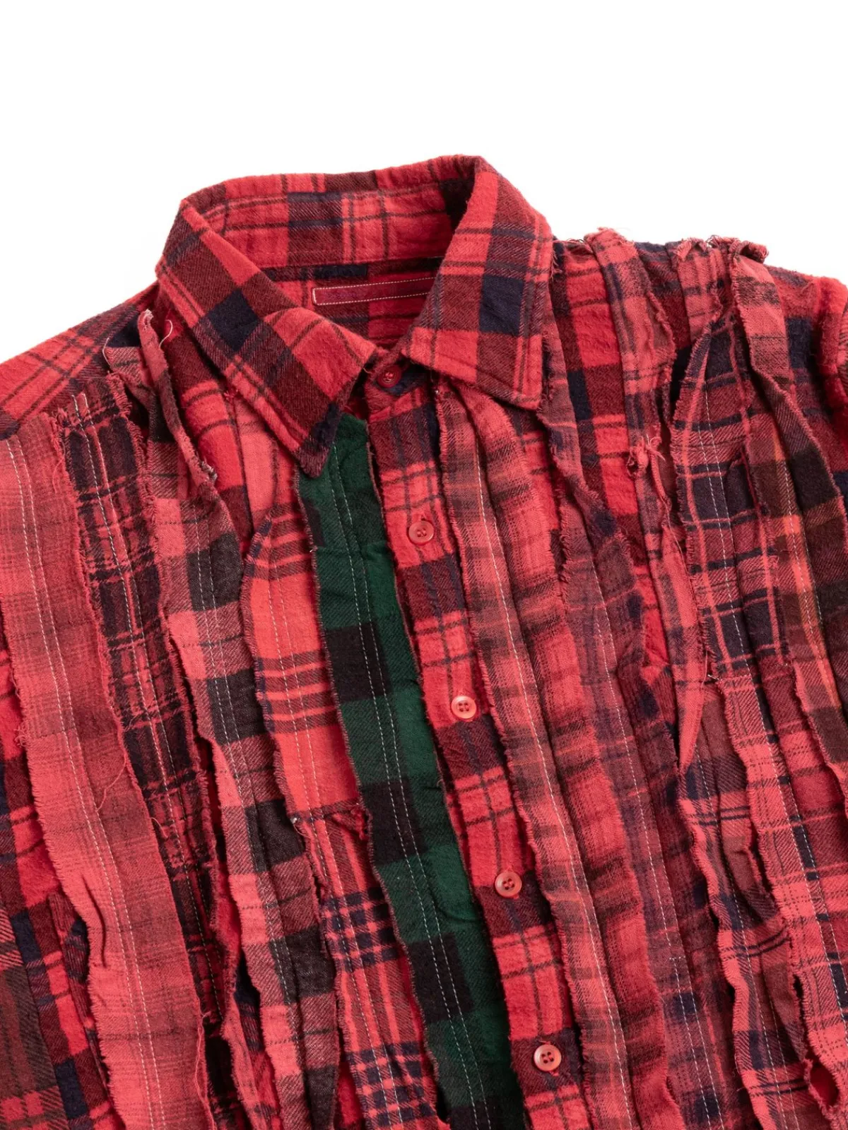 REBUILD BY FLANNEL SHIRT RIBBON WIDE OVER DYE RED (C) | Needles Store