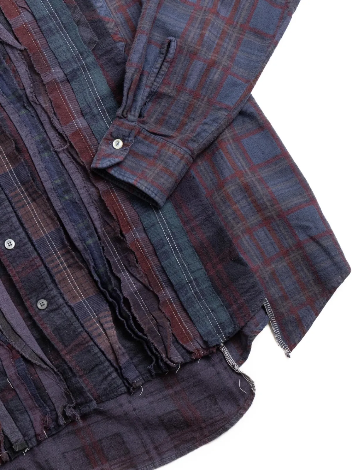 REBUILD BY FLANNEL SHIRT RIBBON WIDE OVER DYE BLUE (C) | Needles Sale