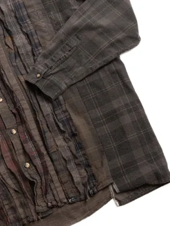 REBUILD BY FLANNEL SHIRT RIBBON WIDE OVER DYE BROWN (B) | Needles Best Sale