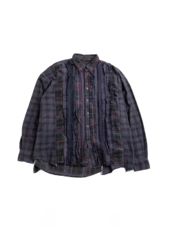 REBUILD BY FLANNEL SHIRT RIBBON WIDE OVER DYE BROWN (B) | Needles Best Sale