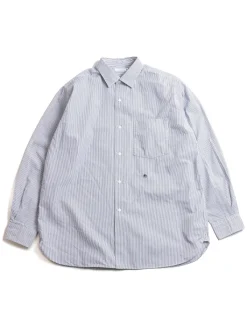 REGULAR COLLAR STRIPE WIND SHIRT NAVY | Nanamica Best Sale
