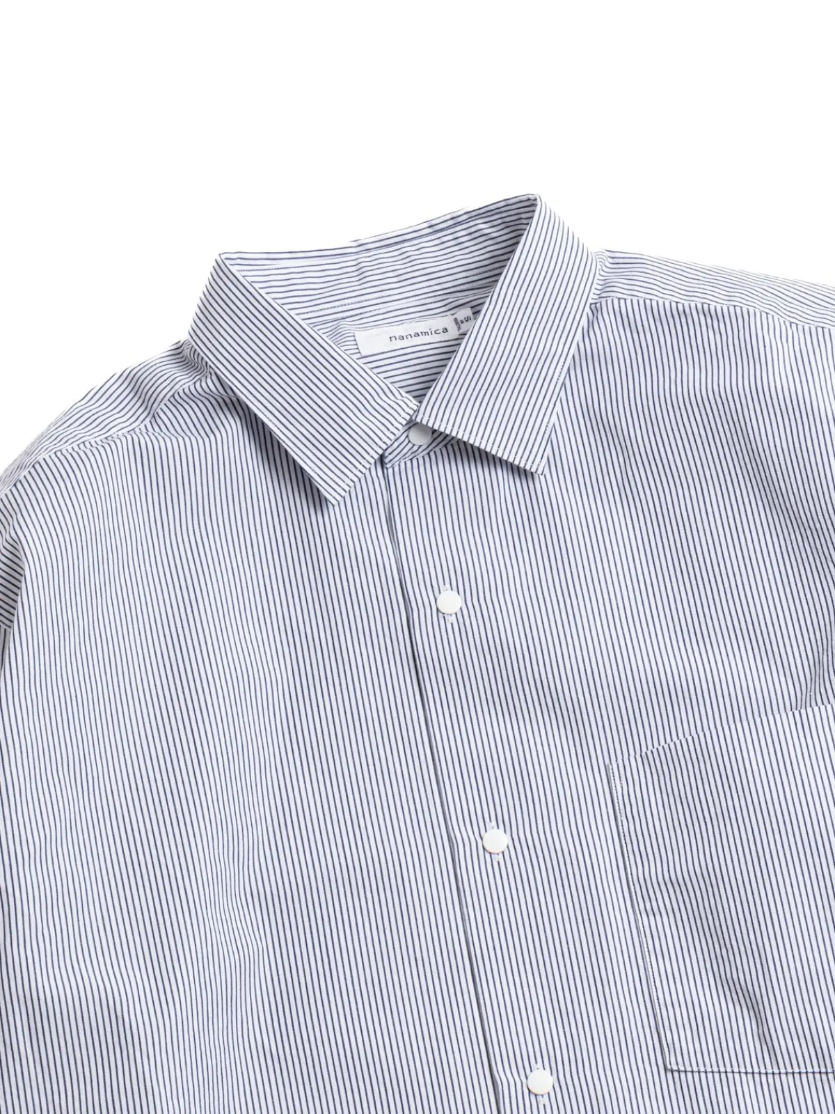 REGULAR COLLAR STRIPE WIND SHIRT NAVY | Nanamica Best Sale