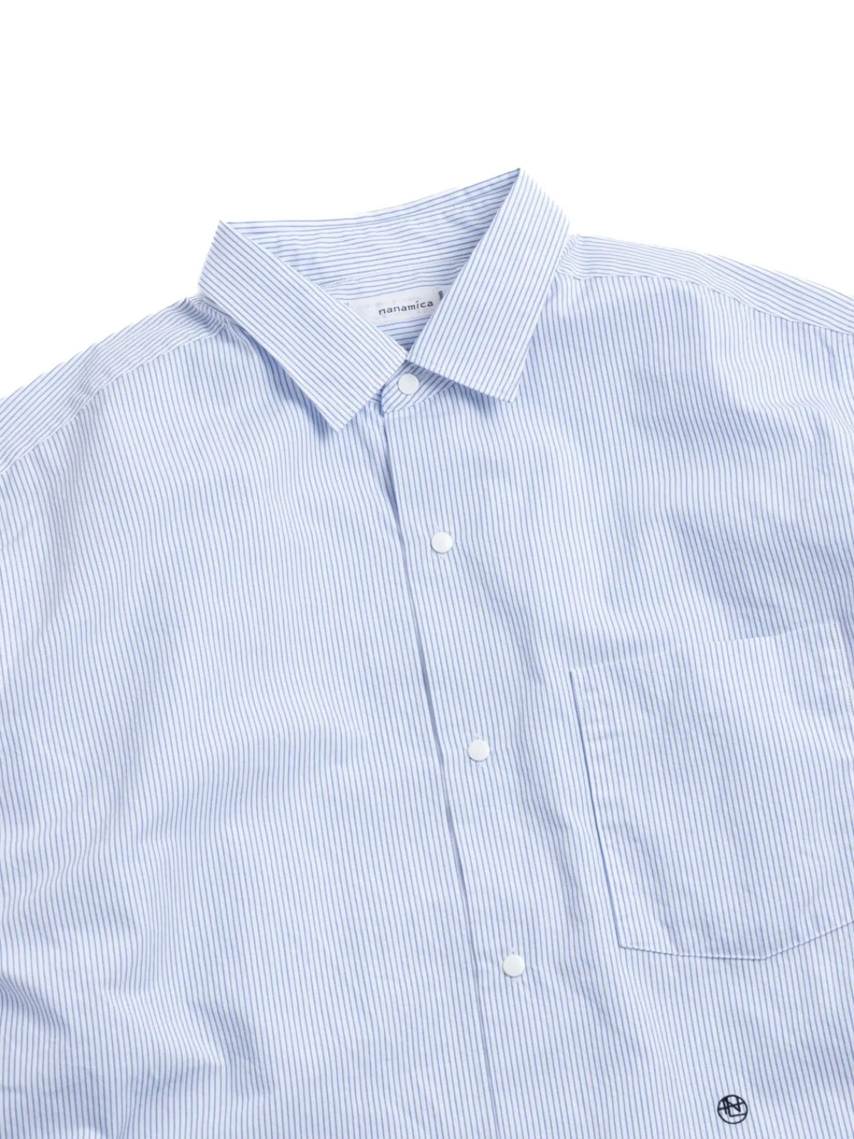 REGULAR COLLAR STRIPE WIND SHIRT SAX | Nanamica Best Sale