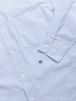 REGULAR COLLAR STRIPE WIND SHIRT SAX | Nanamica Best Sale