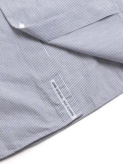 REGULAR COLLAR STRIPE WIND SHIRT NAVY | Nanamica Best Sale
