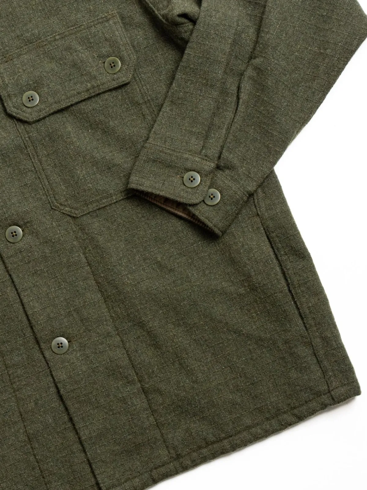 RIP–STOP WOOL C.P.O SHIRT OLIVE | SEUVAS Hot