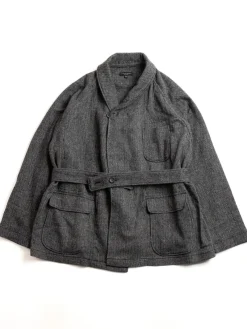 SMOKING JACKET GREY POLY WOOL HERRINGBONE | Engineered Garments Online