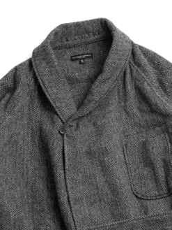 SMOKING JACKET GREY POLY WOOL HERRINGBONE | Engineered Garments Online