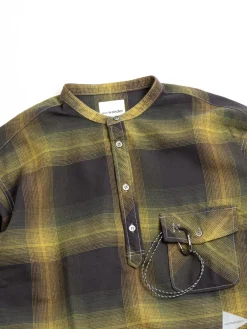 THERMONEL CHECK PULLOVER SHIRT KHAKI | and wander Best