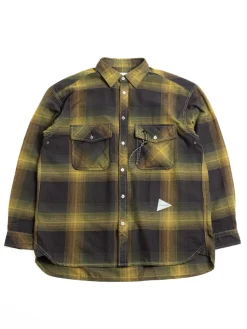 THERMONEL CHECK SHIRT KHAKI | and wander Store