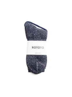 WASHI PILE CREW SOCKS NAVY | RoToTo Store