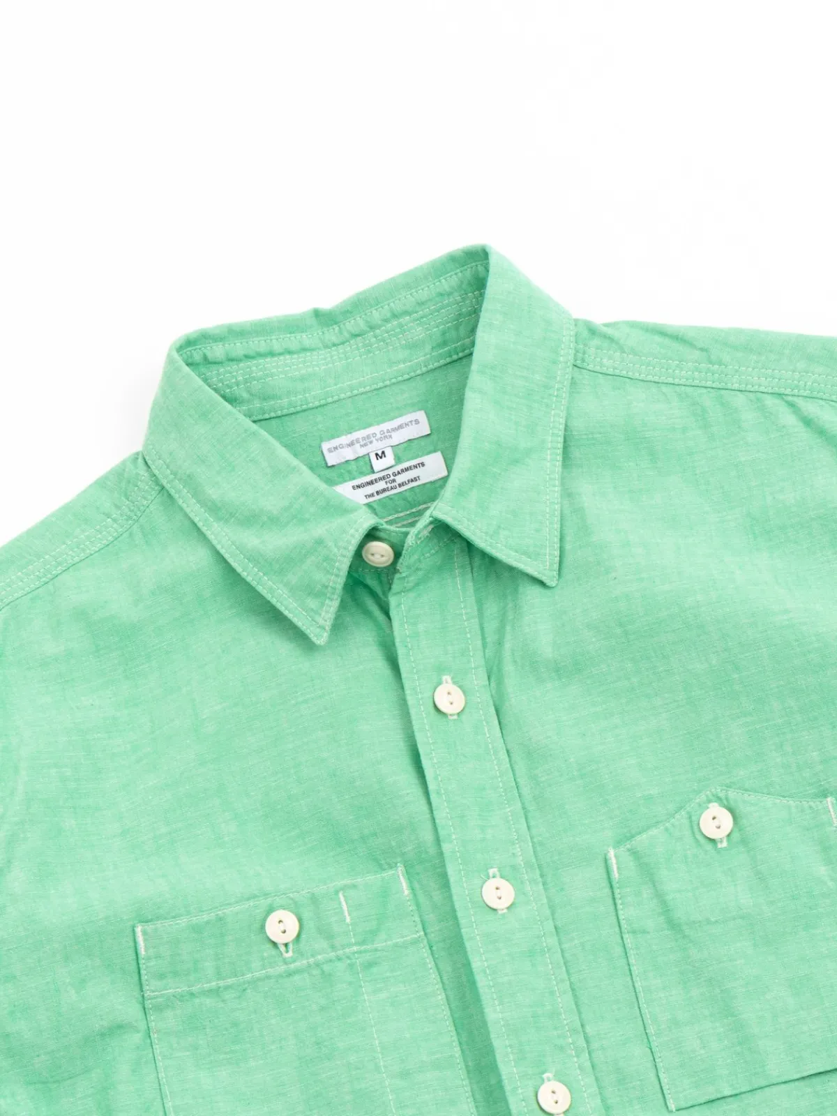 WORK SHIRT GREEN CHAMBRAY JAPANESE NARROW LOOM (TBB EXCLUSIVE) | Engineered Garments For The Bureau New