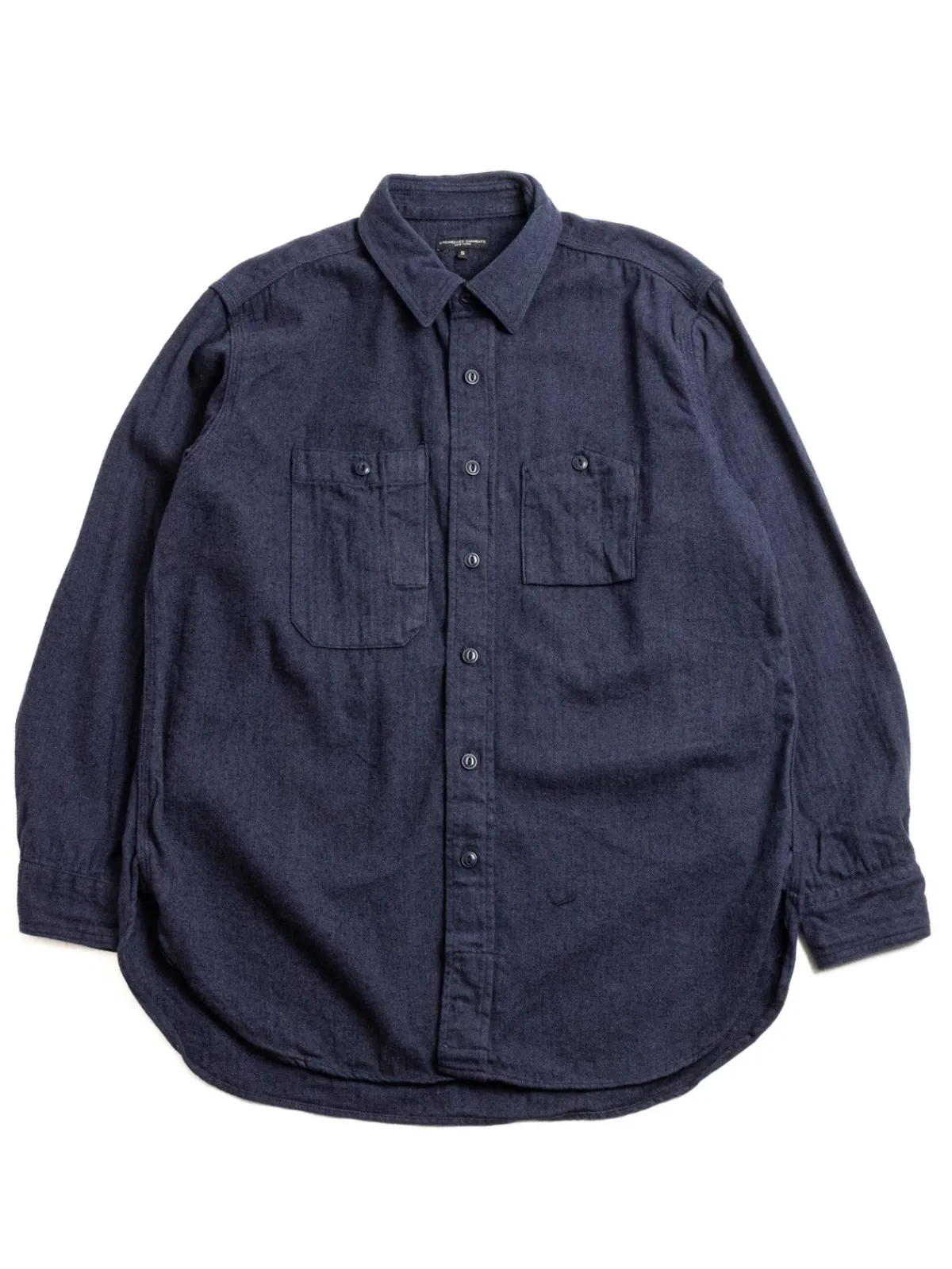 WORK SHIRT NAVY COTTON HERRINGBONE FLANNEL | Engineered Garments Best