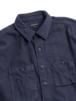 WORK SHIRT NAVY COTTON HERRINGBONE FLANNEL | Engineered Garments Best