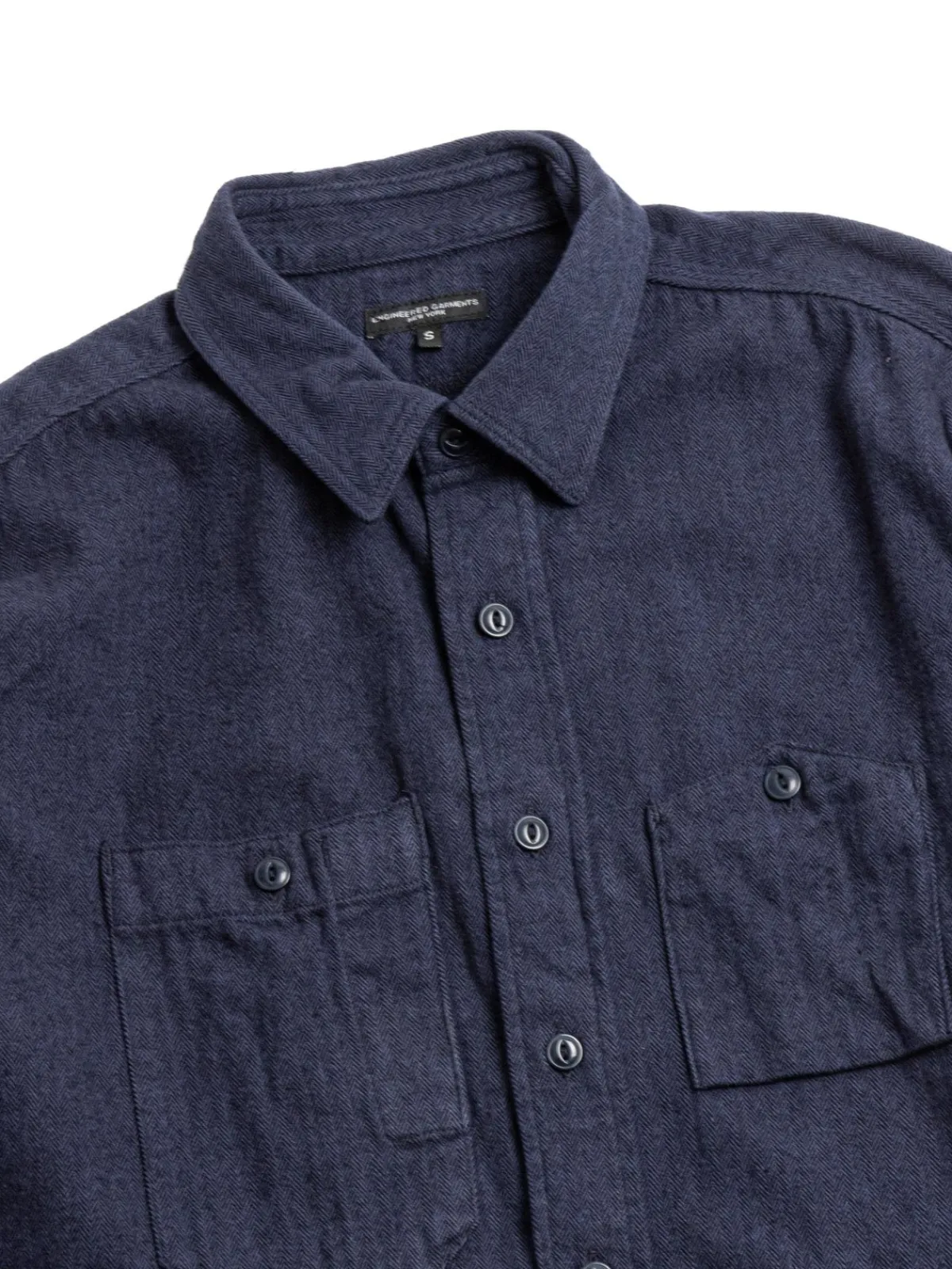 WORK SHIRT NAVY COTTON HERRINGBONE FLANNEL | Engineered Garments Best