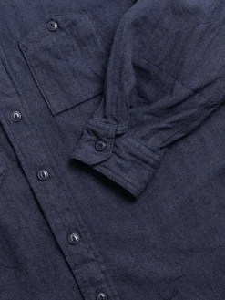 WORK SHIRT NAVY COTTON HERRINGBONE FLANNEL | Engineered Garments Best