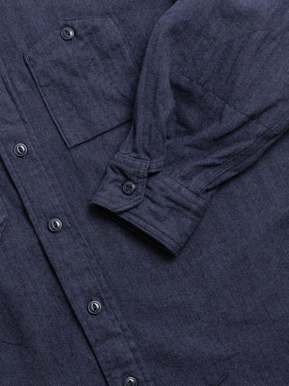 WORK SHIRT NAVY COTTON HERRINGBONE FLANNEL | Engineered Garments Best