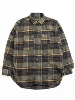 WORK SHIRT YELLOW/GRAY COTTON PLAID FLANNEL | Engineered Garments Hot
