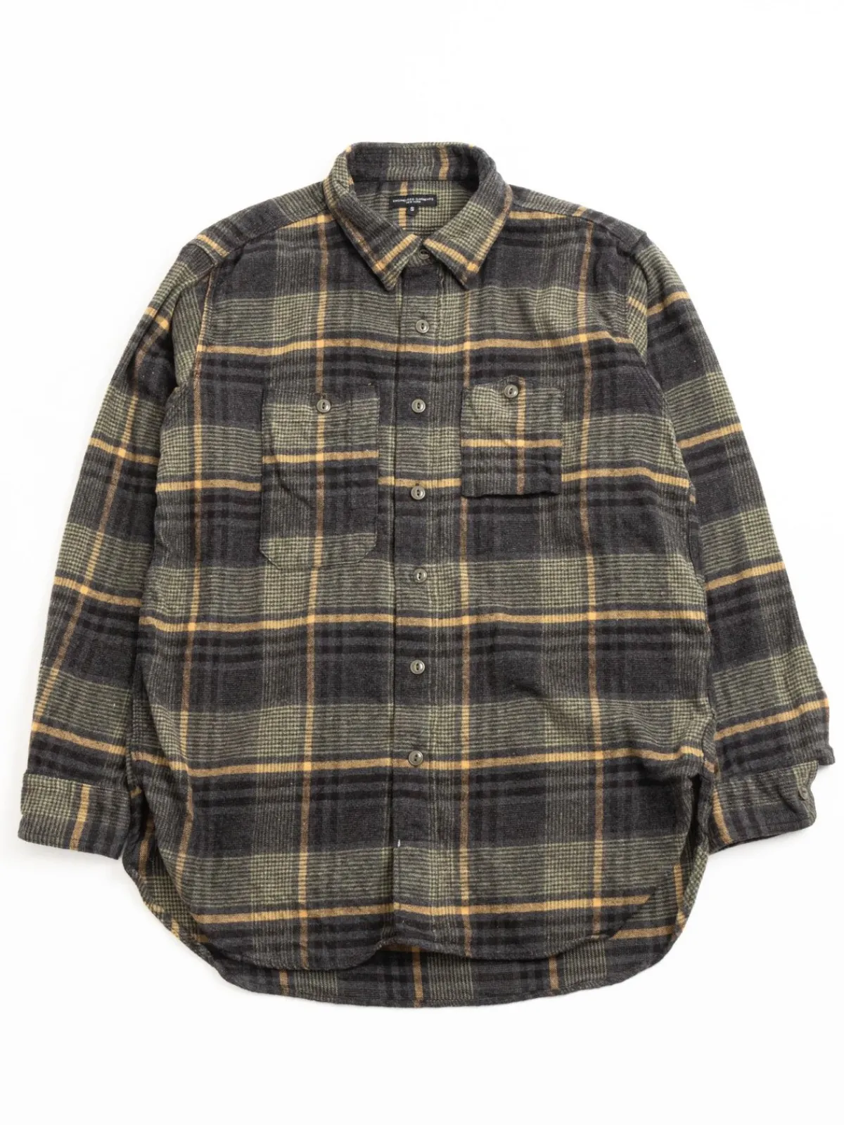 WORK SHIRT YELLOW/GRAY COTTON PLAID FLANNEL | Engineered Garments Hot